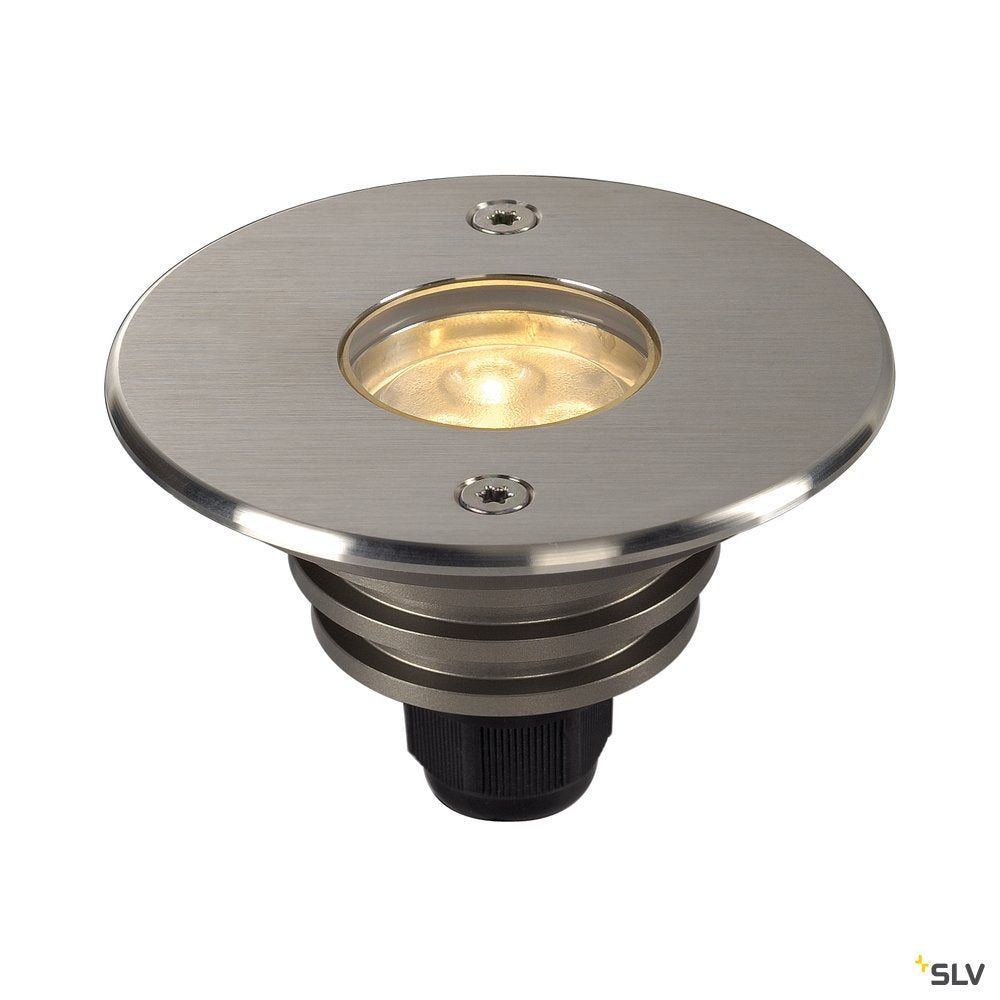 SLV DASAR LED LV Bodeneinbau- leuchte, rund, Edelstahl 316, 6W, 3000K, 12-25V, IP67