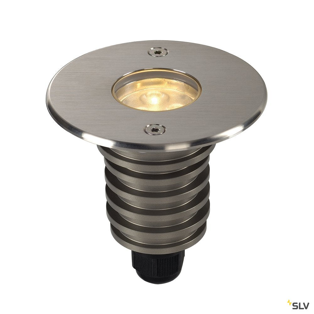 SLV DASAR LED HV Bodeneinbau- leuchte, rund, Edelstahl 316, 6W, 3000K, 230V, IP67