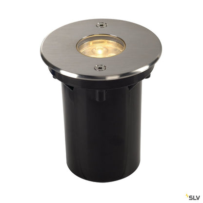 SLV DASAR LED HV PRO Bodeneinbau- leuchte, rund, Edelstahl 316, 6W, 3000K, 230V, IP67
