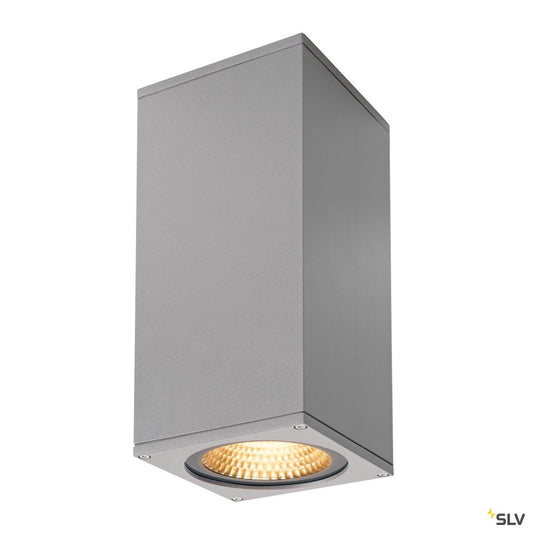 SLV BIG THEO WALL, Outdoor Wandleuchte, zweiflammig, LED, 3000K, Flood up/down, silbergrau, B/H/T 13/27,5/13,5 cm