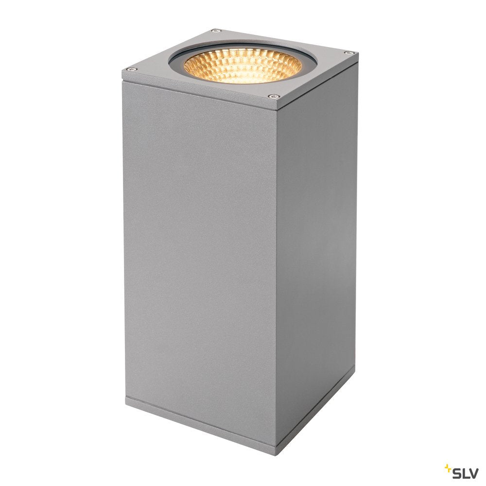 SLV BIG THEO WALL, Outdoor Wandleuchte, zweiflammig, LED, 3000K, Flood up/down, silbergrau, B/H/T 13/27,5/13,5 cm