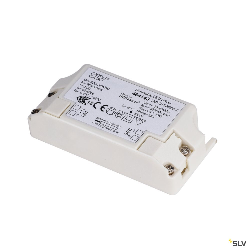 SLV LED-Treiber, 15W, 350mA, inkl. Zugentlastung, dimmbar