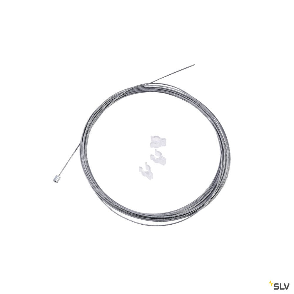 SLV Drahtseilabhängung aus Stahl, 1,0mm x 5000mm, einseitig mit Nippel, inkl. 3 Kabelclips
