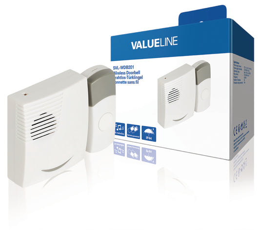 Valueline Funktürklingel mit Batterie 70 dB Weiss/Grau