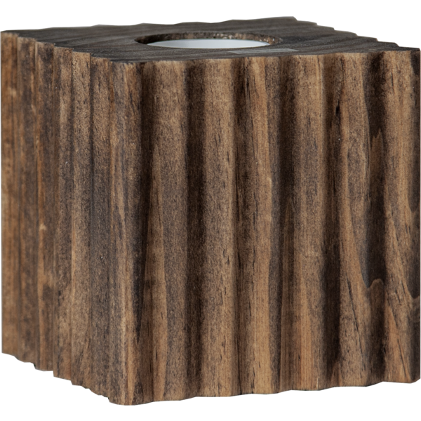 Tischleuchtenfassung ''Box'', E27, Holz, walnuss, geriffelt, mit Schalter, 10x10cm