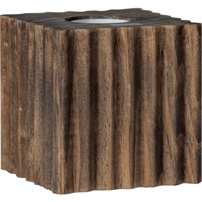 Tischleuchtenfassung ''Box'', E27, Holz, walnuss, geriffelt, mit Schalter, 10x10cm