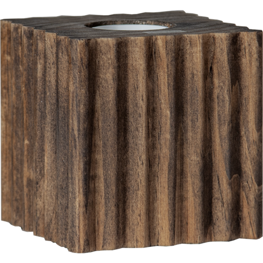 Tischleuchtenfassung ''Box'', E27, Holz, walnuss, geriffelt, mit Schalter, 10x10cm