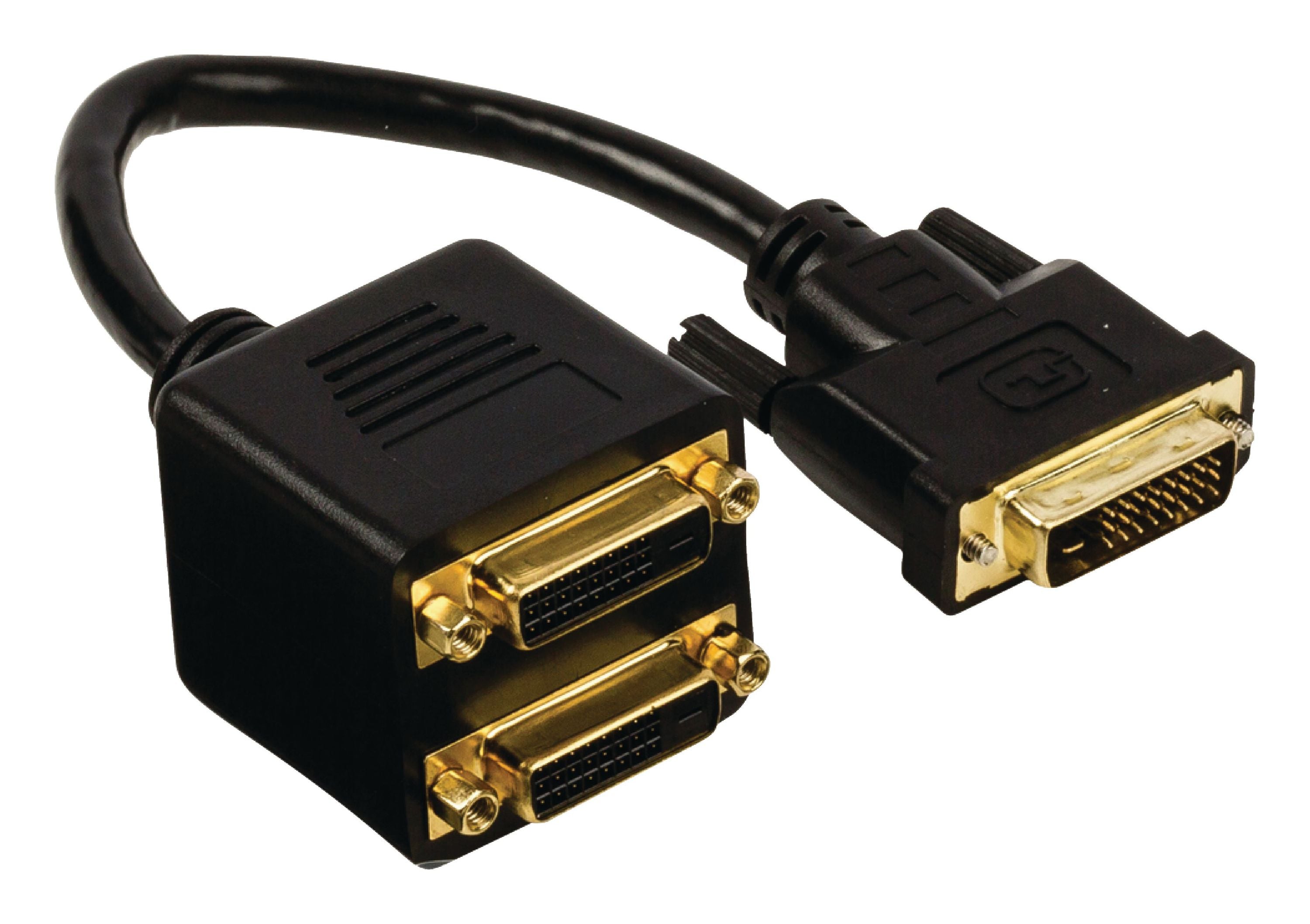 Valueline DVI-Kabel DVI-D 24+1p Stecker - 2x DVI-D 24 + 1-pol. female 0.20 m Schwarz