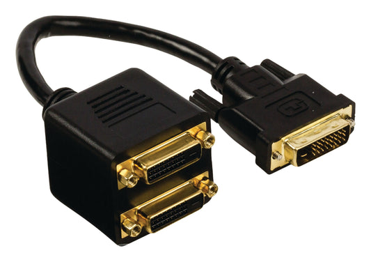 Valueline DVI-Kabel DVI-D 24+1p Stecker - 2x DVI-D 24 + 1-pol. female 0.20 m Schwarz