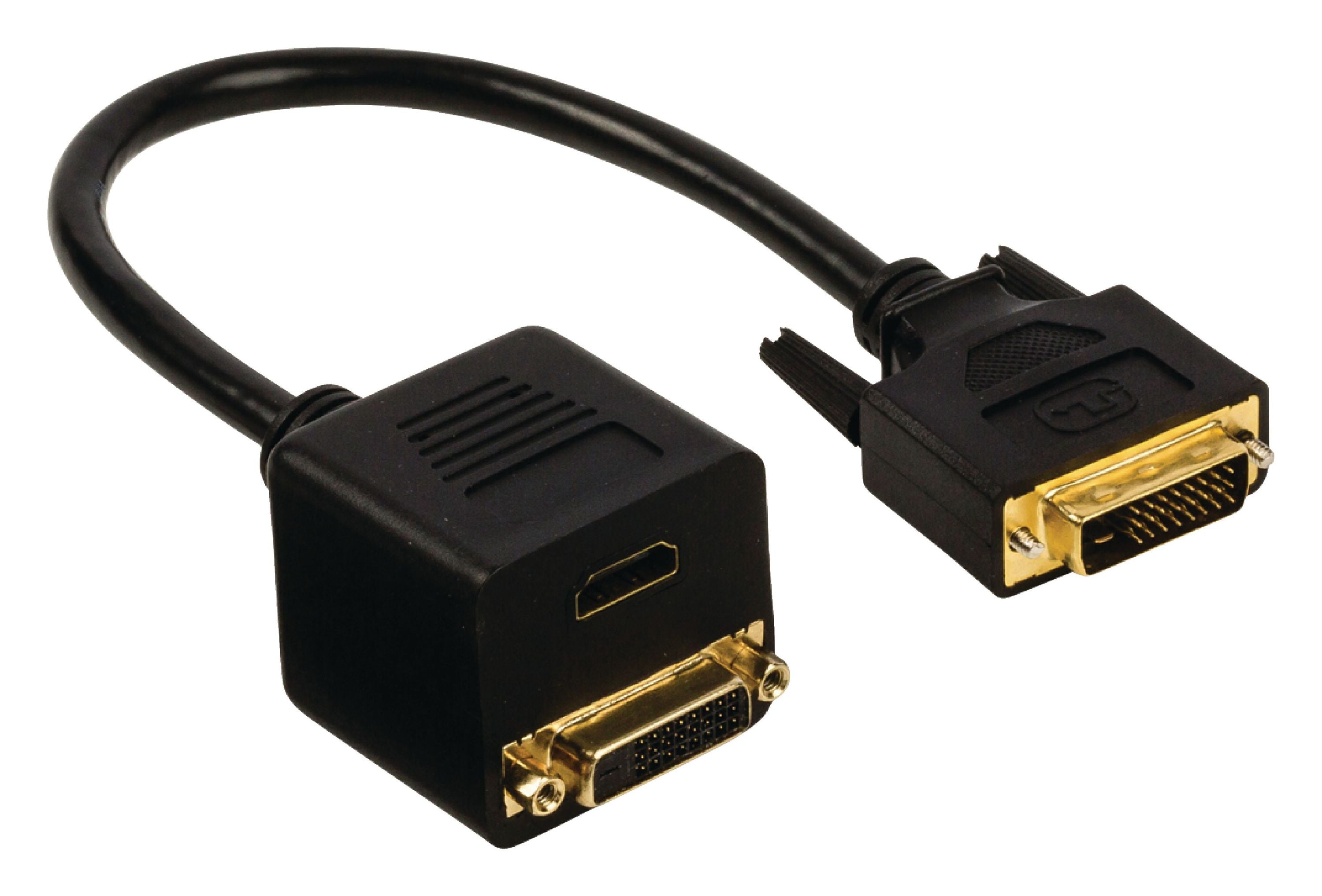 Valueline DVI-Kabel DVI-D 24+1p Stecker - DVI-D 24+1p Buchse + HDMI Ausgang 0.20 m Schwarz
