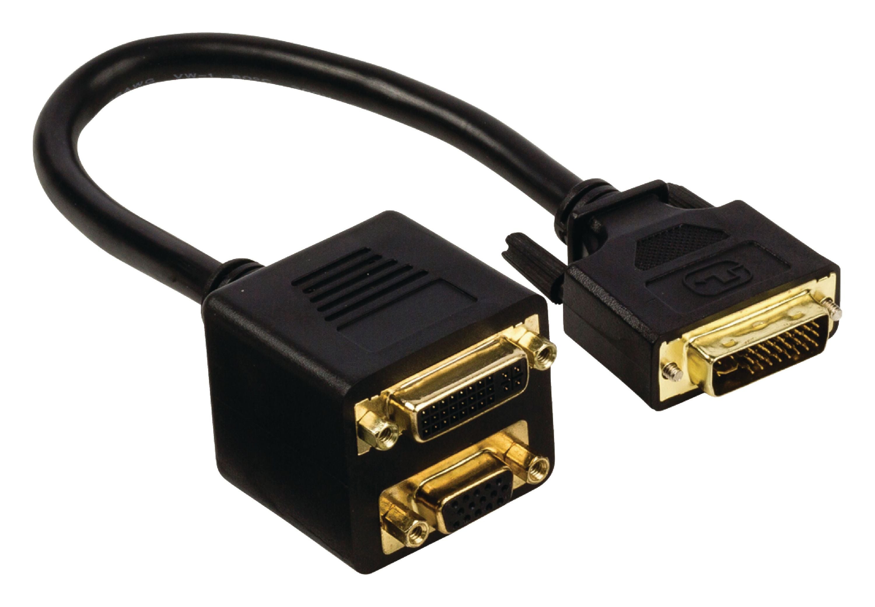 Valueline DVI-Kabel DVI-I 24+5-pol. Stecker - DVI-I 24+5-pol. Buchse + VGA Buchse 0.20 m Schwarz