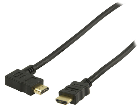 Valueline High Speed HDMI Kabel mit Ethernet HDMI Anschluss - HDMI Anschluss links abgewinkelt 2.00 m Schwarz