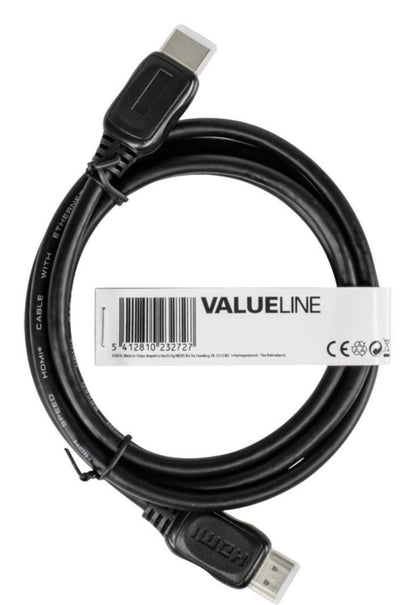 Valueline High Speed HDMI Kabel mit Ethernet HDMI Anschluss - HDMI Anschluss 1.00 m Schwarz