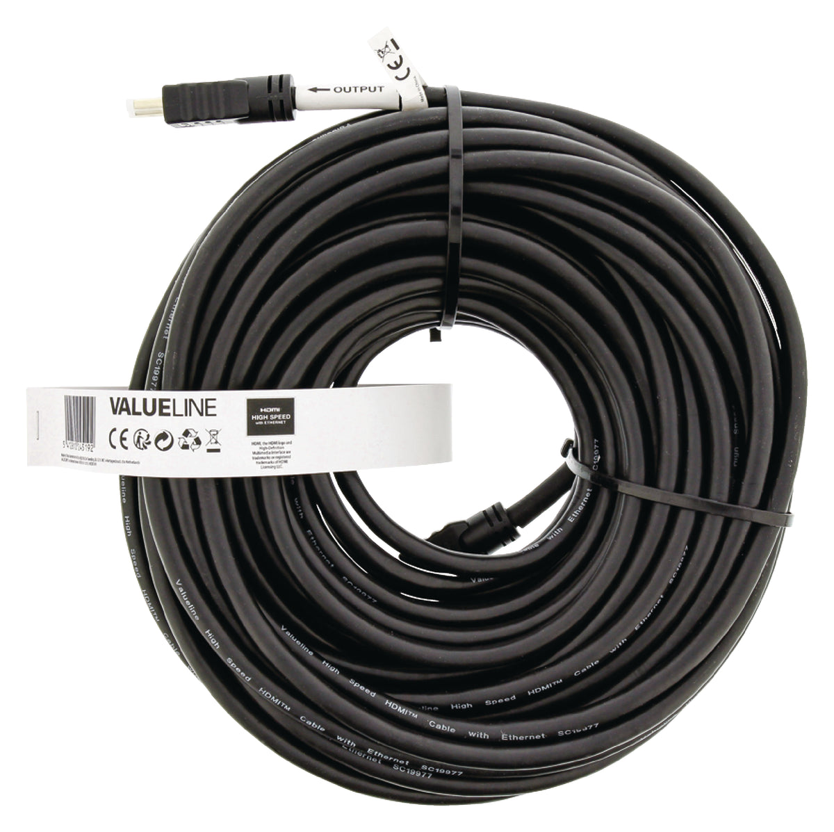 Valueline High Speed HDMI Kabel mit Ethernet HDMI Anschluss - HDMI Anschluss 25.0 m Schwarz