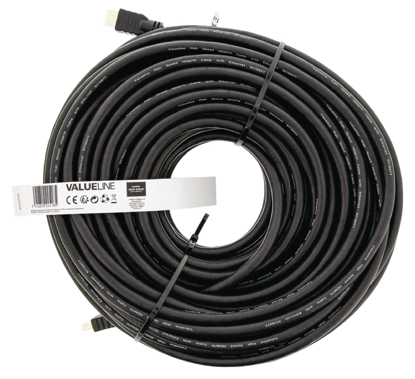 Valueline High Speed HDMI Kabel mit Ethernet HDMI Anschluss - HDMI Anschluss 30.0 m Schwarz