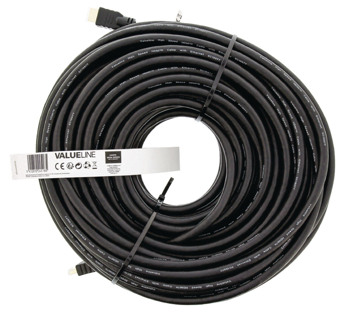 Valueline High Speed HDMI Kabel mit Ethernet HDMI Anschluss - HDMI Anschluss 30.0 m Schwarz
