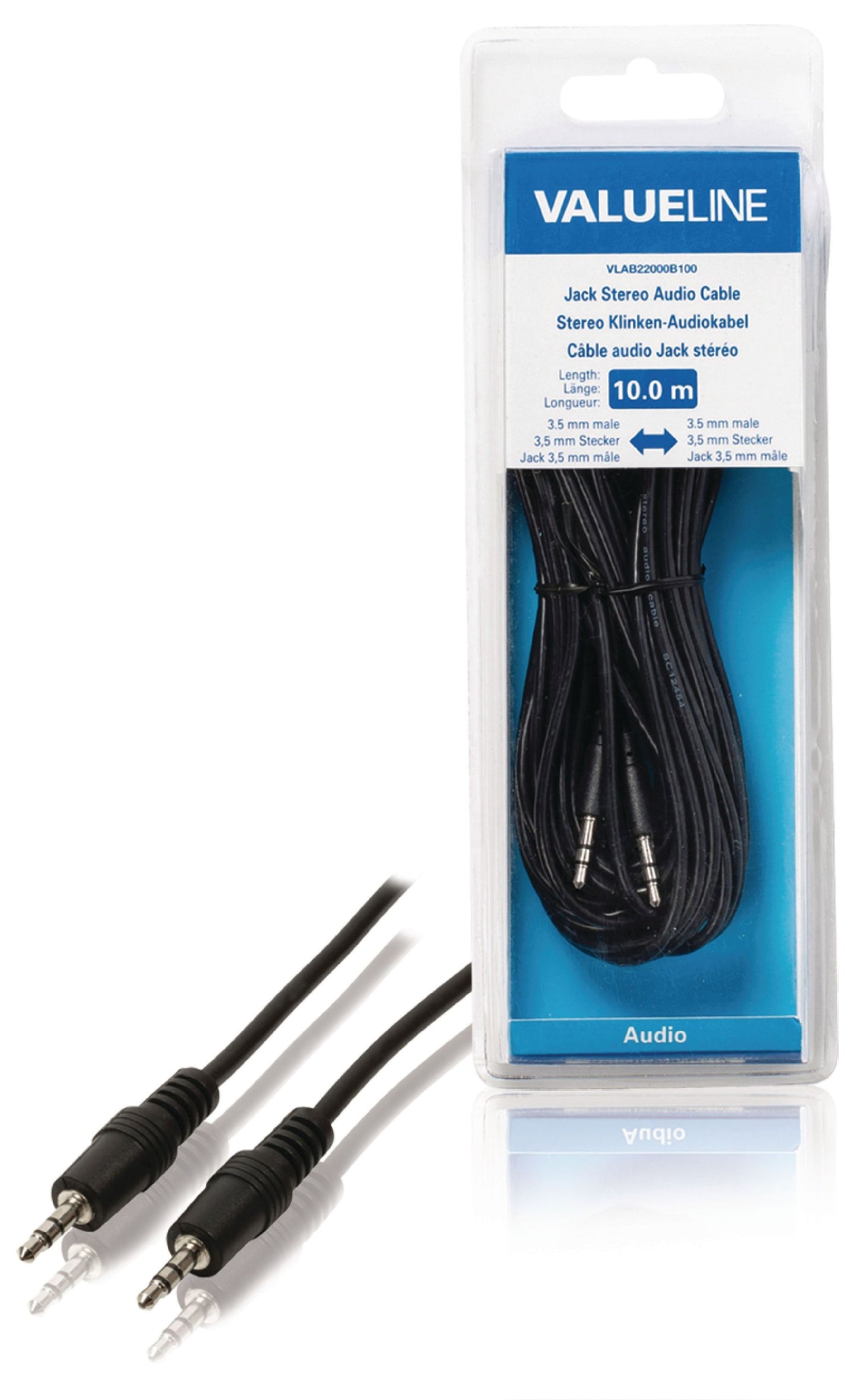 Valueline Stereo-Audiokabel 3.5 mm male - 3.5 mm male 10.0 m Schwarz