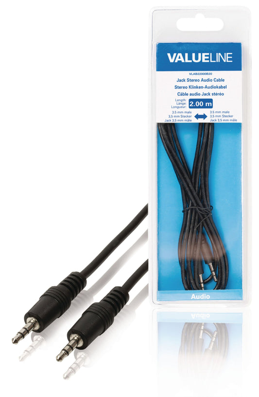 Valueline Stereo-Audiokabel 3.5 mm male - 3.5 mm male 2.00 m Schwarz