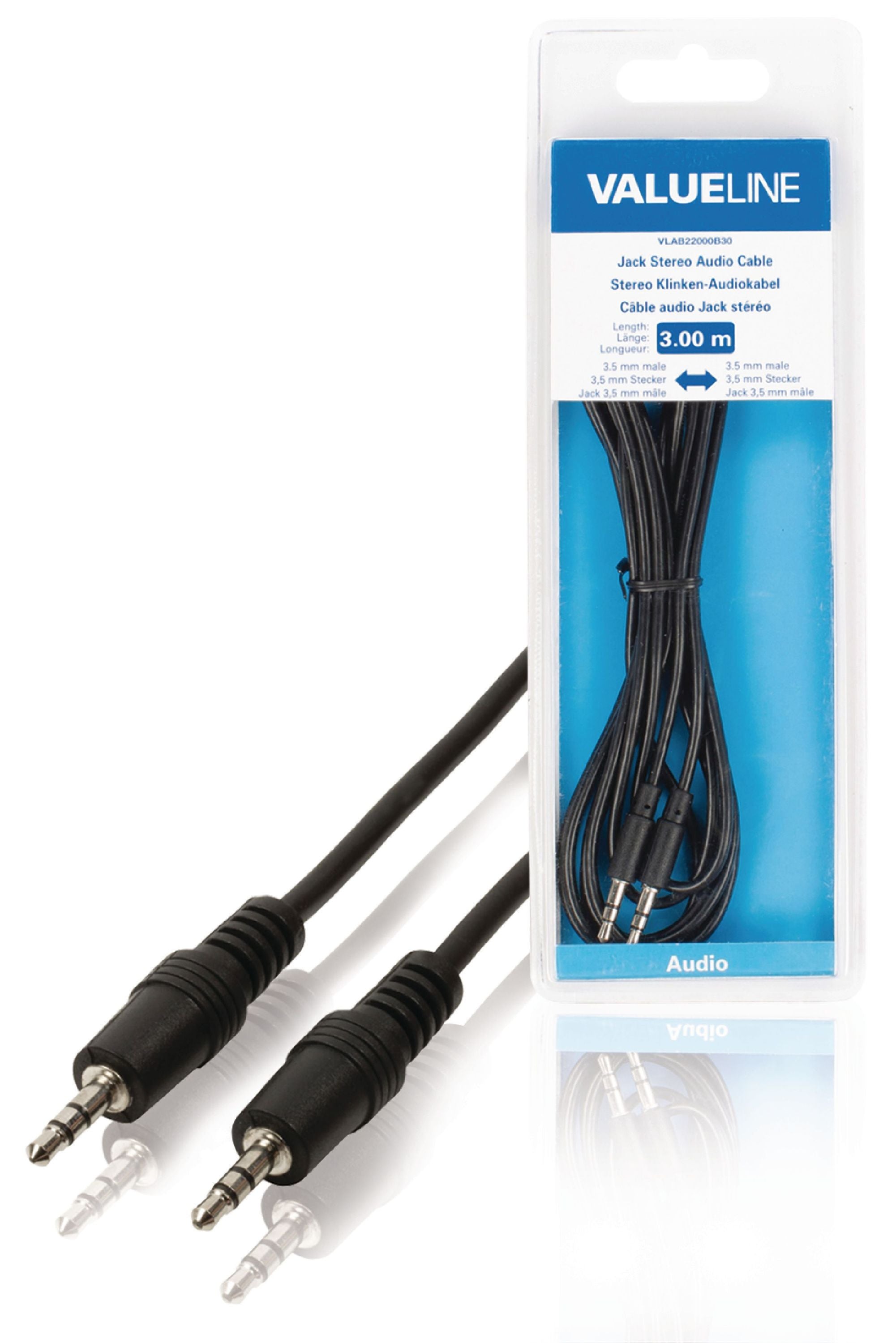 Valueline Stereo-Audiokabel 3.5 mm male - 3.5 mm male 3.00 m Schwarz