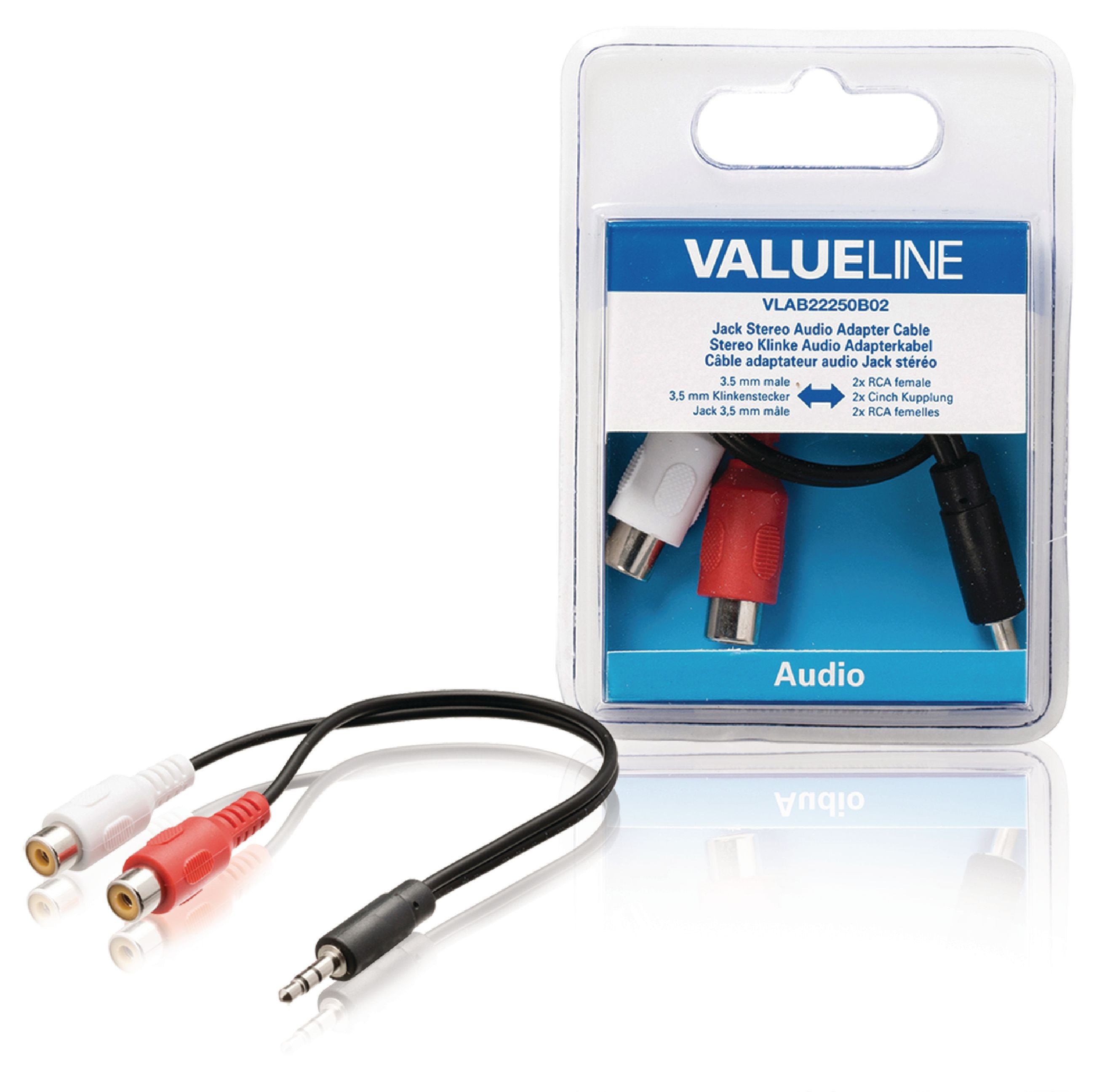 Valueline Stereo-Audiokabel 3.5 mm male - 2x RCA female 0.20 m Schwarz