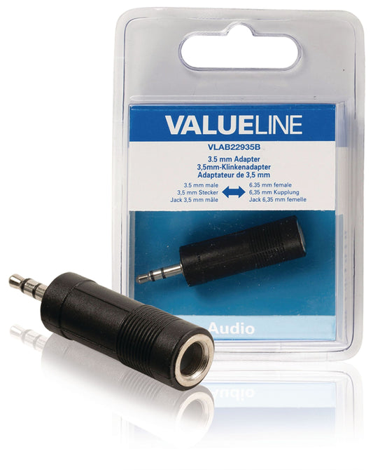 Valueline Stereo-Audio-Adapter 3.5 mm male - 6.35 mm female Schwarz