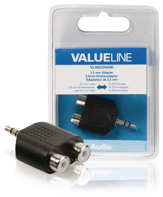 Valueline Stereo-Audio-Adapter 3.5 mm male - 2x RCA female Schwarz
