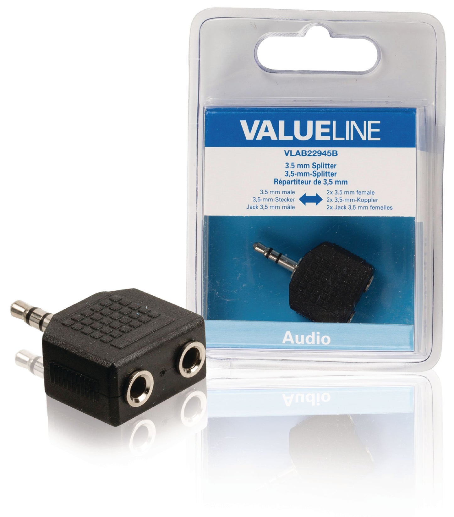 Valueline Stereo-Audio-Adapter 3.5 mm male - 2x 3.5 mm female Schwarz