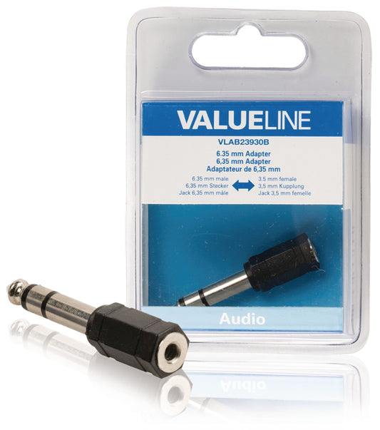 Valueline Stereo-Audio-Adapter 6.35 mm male - 3.5 mm female Schwarz