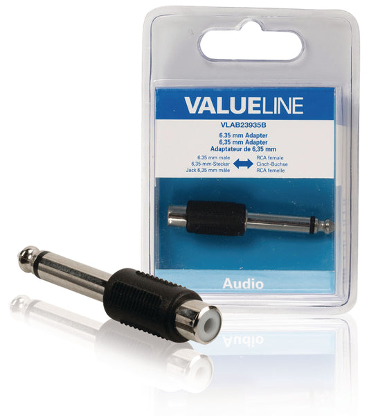 Valueline Mono-Audio-Adapter 6.35 mm male - RCA female Schwarz