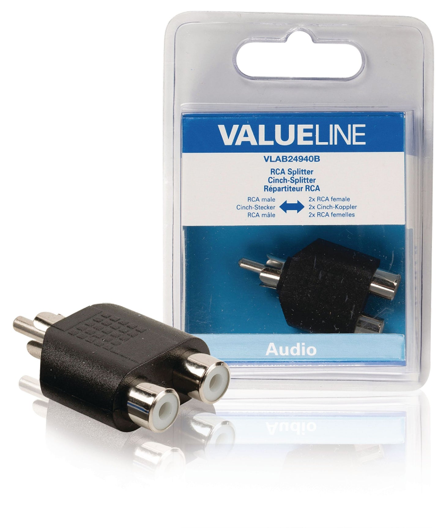 Valueline Mono-Audio-Adapter RCA male - 2x RCA female Schwarz