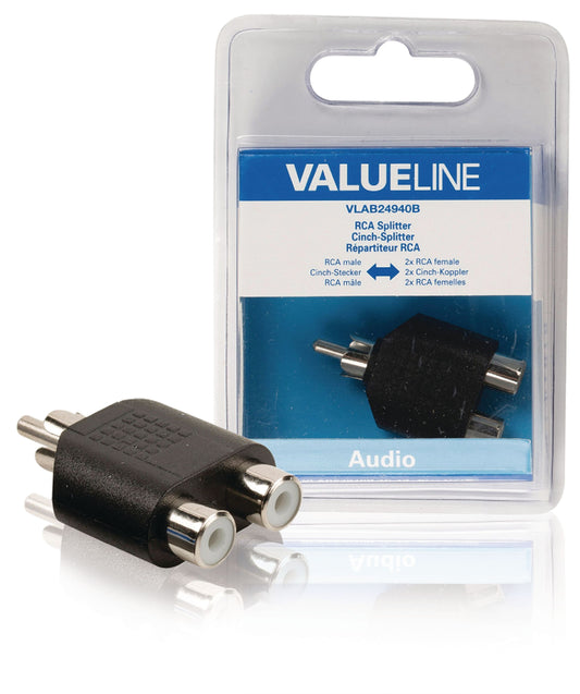 Valueline Mono-Audio-Adapter RCA male - 2x RCA female Schwarz