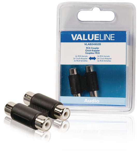 Valueline Stereo-Audio-Adapter 2x RCA female - 2x RCA female Schwarz