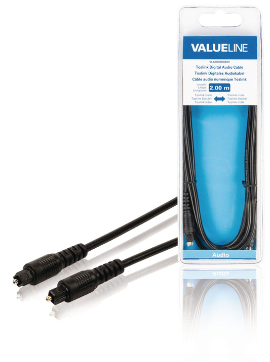 Valueline Digital-Audio-Kabel Toslink male - Toslink male 2.00 m Schwarz
