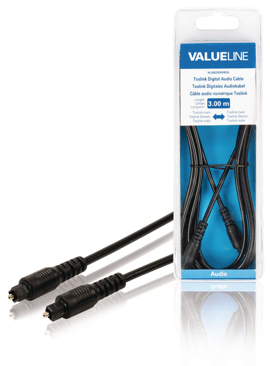Valueline Digital-Audio-Kabel Toslink male - Toslink male 3.00 m Schwarz