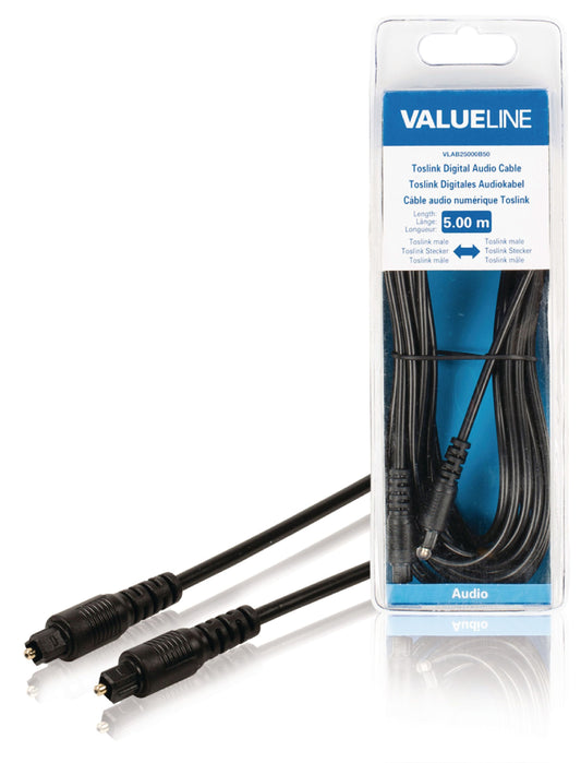 Valueline Digital-Audio-Kabel Toslink male - Toslink male 5.00 m Schwarz