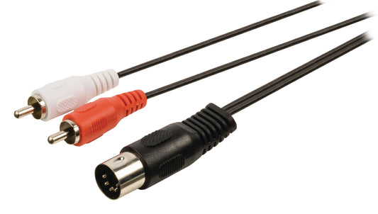 Valueline Stereo-Audiokabel DIN 5-pol. male - 2x RCA male 1.00 m Schwarz