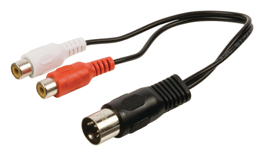 Valueline Stereo-Audiokabel DIN 5-pol. male - 2x RCA female 0.20 m Schwarz