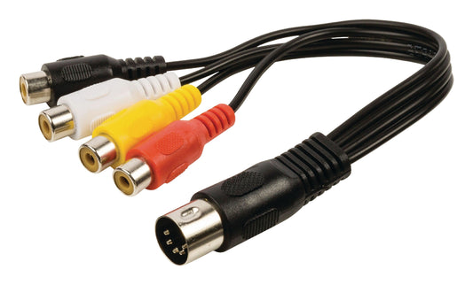Valueline Stereo-Audiokabel DIN 5-pol. male - 4x Cinch-Kupplung 0.20 m Schwarz