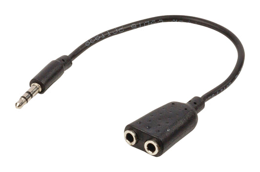 Valueline Stereo-Audiokabel 3.5 mm male - 2x 3.5 mm female 0.20 m Schwarz