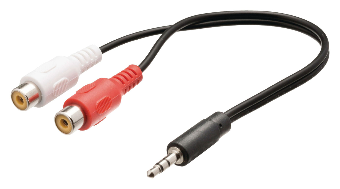 Valueline Stereo-Audiokabel 3.5 mm male - 2x RCA female 0.5 m Schwarz