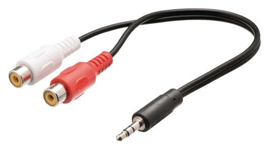 Valueline Stereo-Audiokabel 3.5 mm male - 2x RCA female 0.5 m Schwarz