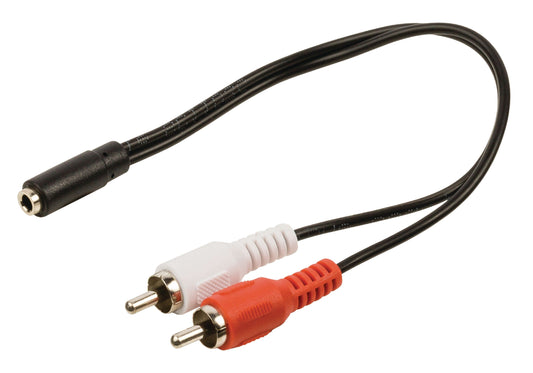 Valueline Stereo-Audiokabel 2x RCA male - 3.5 mm female 0.20 m Schwarz