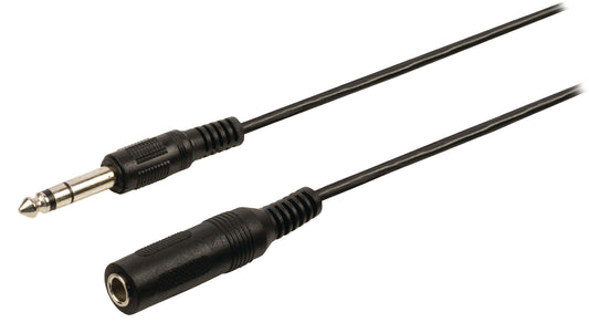 Valueline Stereo-Audio-Verlängerungskabel 6.35 mm male - 6.35 mm female 5.00 m Schwarz