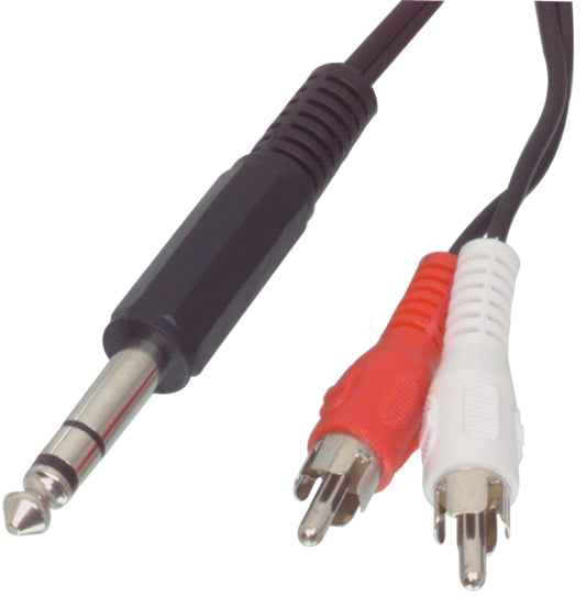 Valueline Stereo-Audiokabel 6.35 mm male - 2x RCA male 2.00 m Schwarz