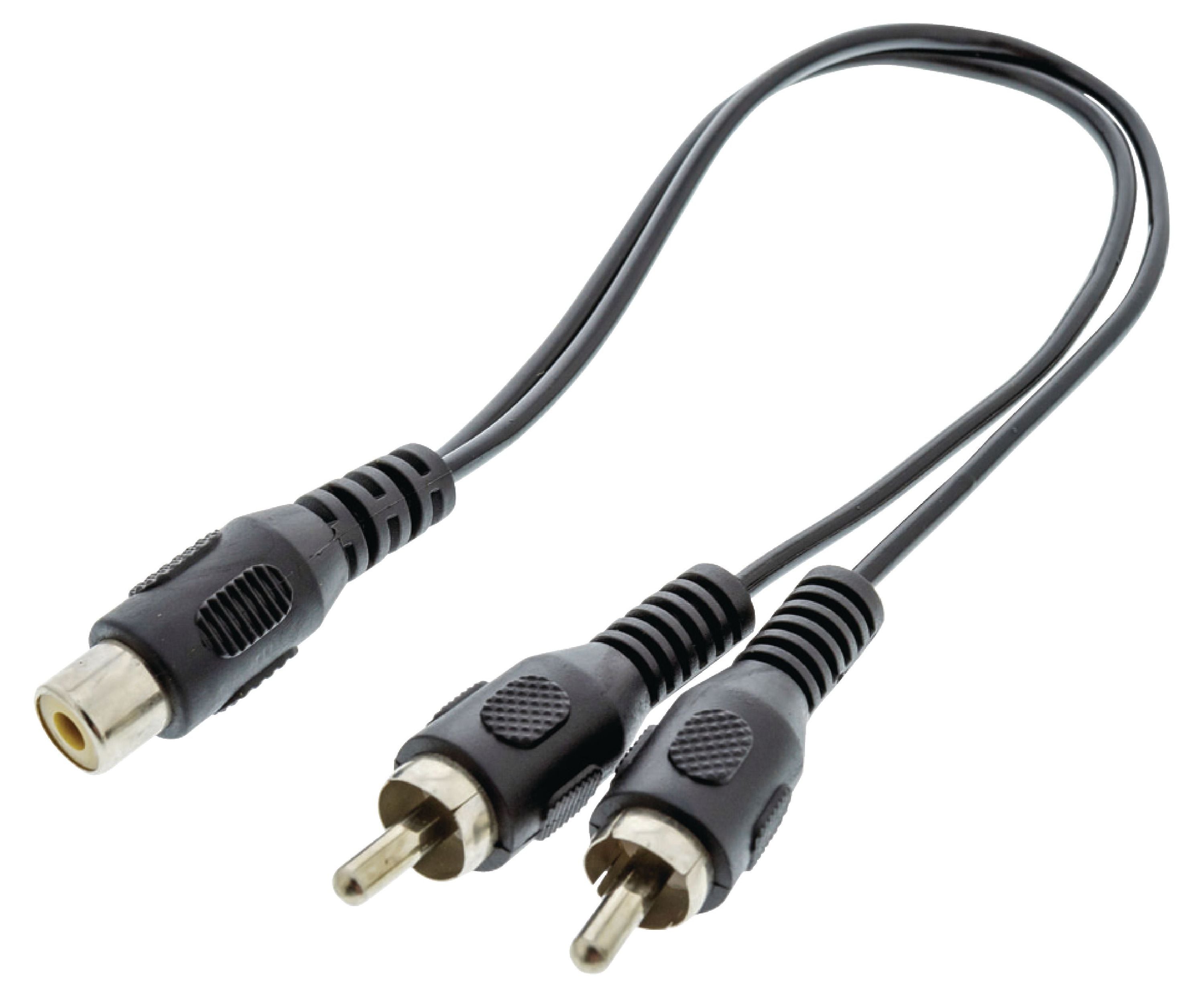 Valueline Subwoofer-Audiokabel 2x RCA male - RCA female 0.20 m Schwarz