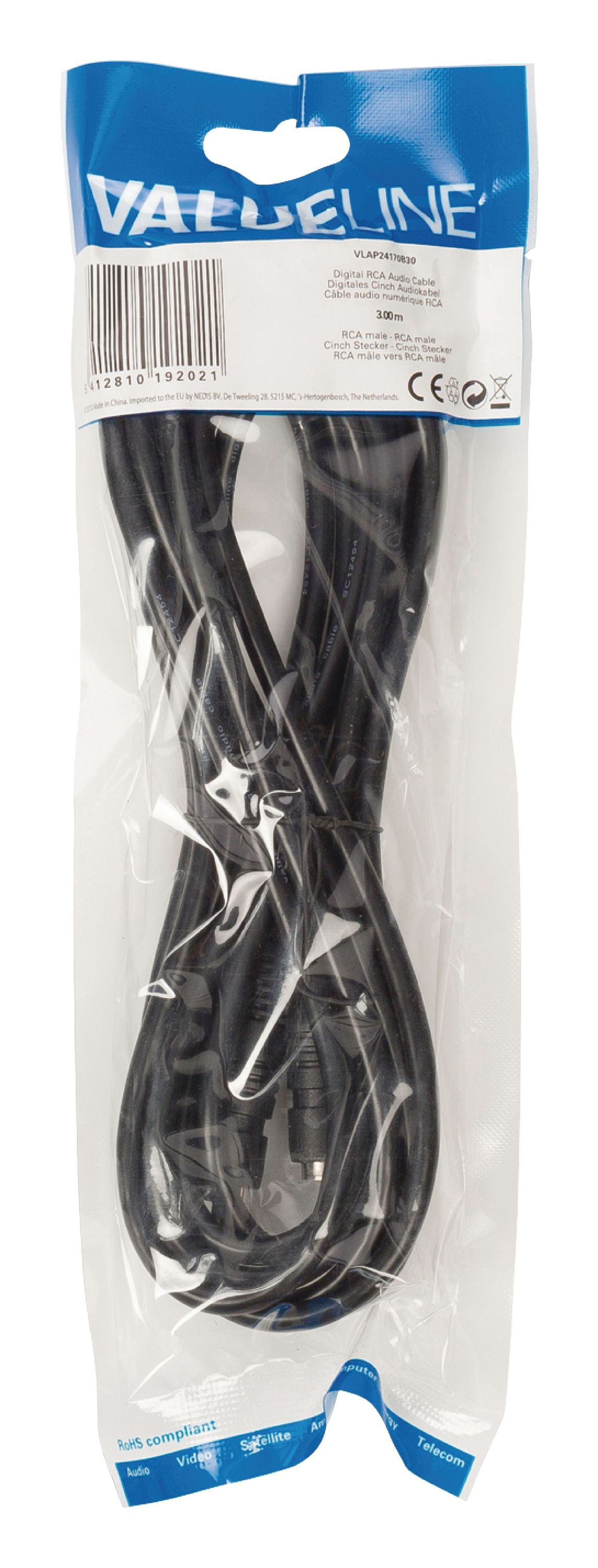 Valueline Digital-Audio-Kabel RCA male - RCA male 3.00 m Schwarz