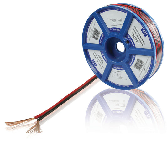 Valueline Lautsprecherkabel auf Rolle 2x 0.75 mm² 100 m Schwarz/Rot
