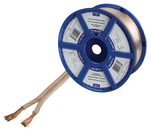 Valueline Lautsprecherkabel auf Rolle 2x 2.50 mm² 100 m Transparent