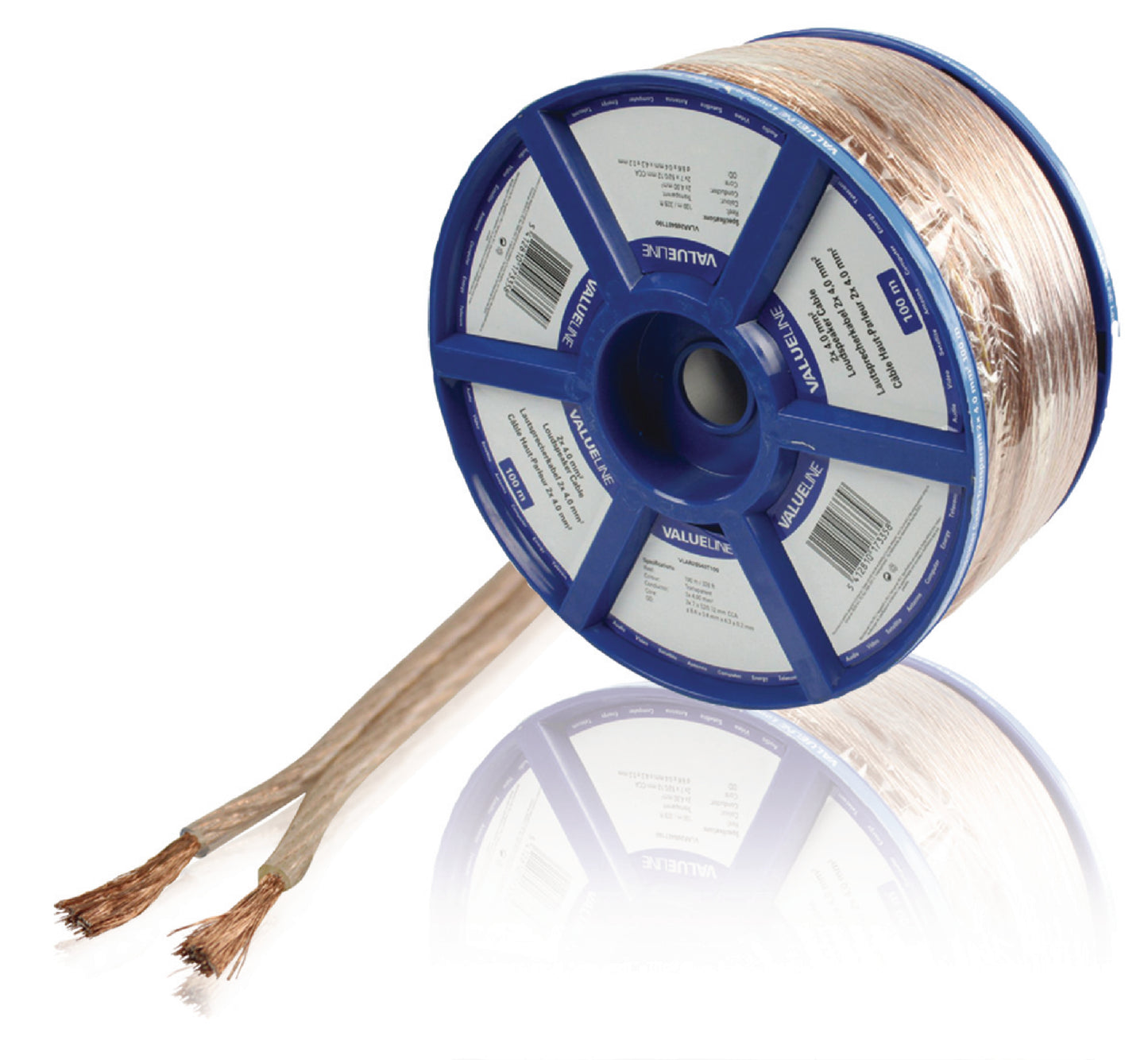 Valueline Lautsprecherkabel auf Rolle 2x 4.00 mm² 100 m Transparent