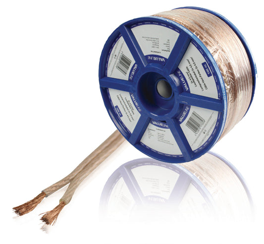 Valueline Lautsprecherkabel auf Rolle 2x 4.00 mm² 100 m Transparent
